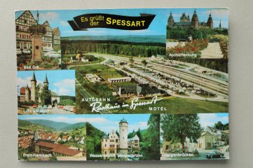 AK Es grüsst der Spessart / 1960-1980 / Mehrbildkarte / Autobahn Rasthaus im Spessart / Motel / Bad Orb / Lohr am Main